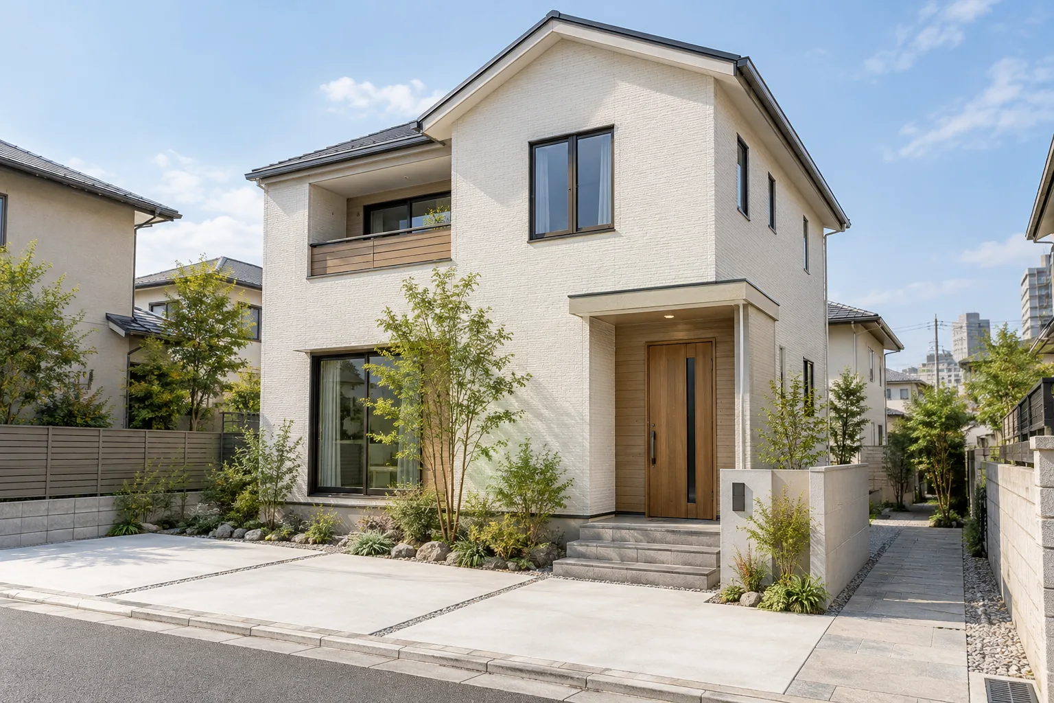 新築戸建てをイメージした明るい外観(AI生成)